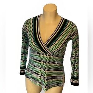 Jones New York signature, medium, long  sleeve green blouse